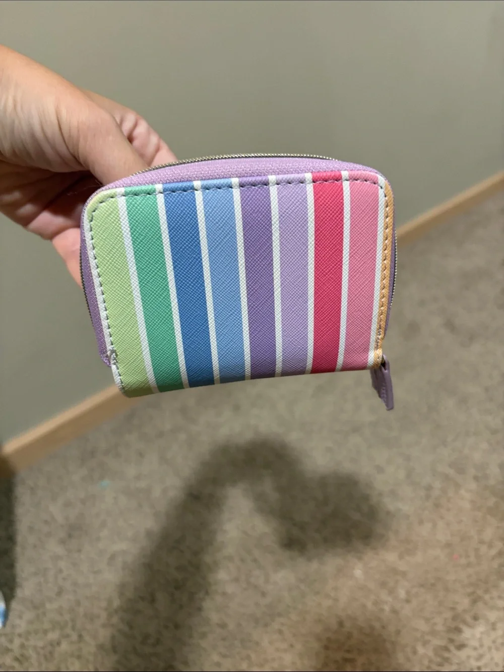 Compact pastel rainbow Women's Zip Card Holder Wallet - Unbranded